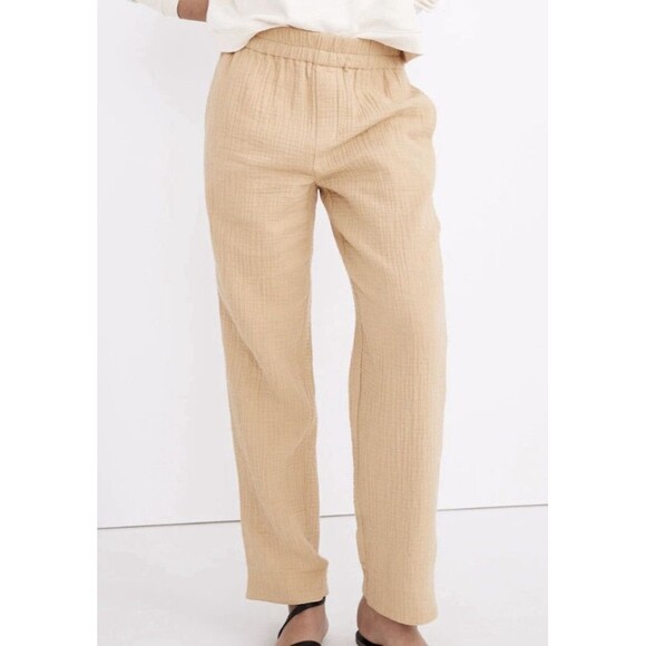 MADEWELL Lightspun Huston Pull On Crop Pants Desert Dune Cotton Women's XL - Picture 1 of 10